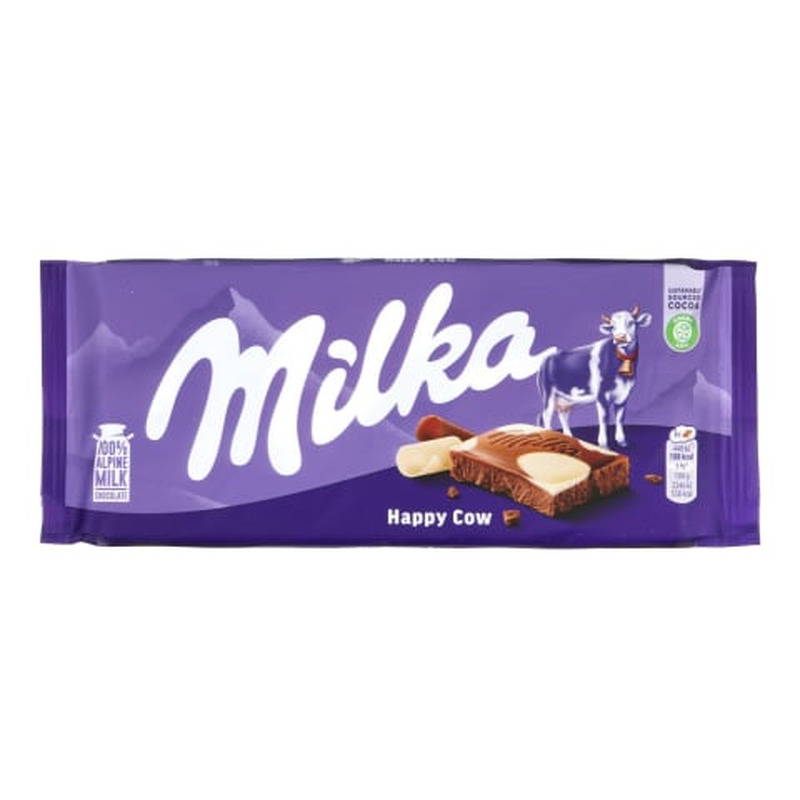 Valge ja piimašokolaad Happy Cows, MILKA, 100 g