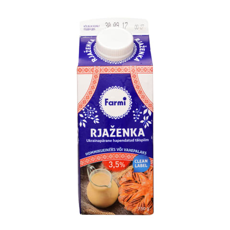 Hapupiimatoode Rjaženka Farmi 750ml