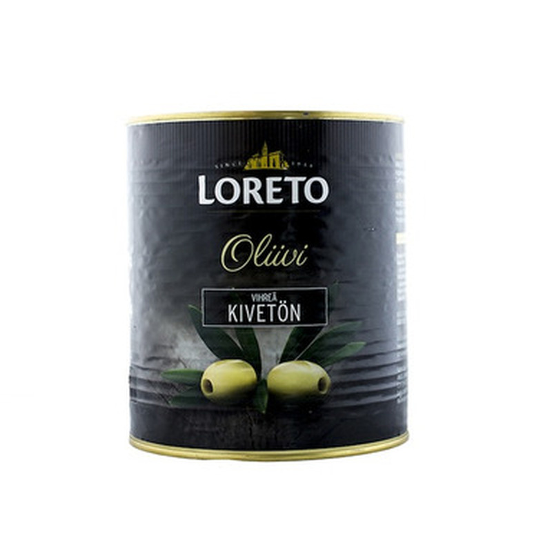 LORETO Rohelised kivideta oliivid 3kg (plekkpurk)