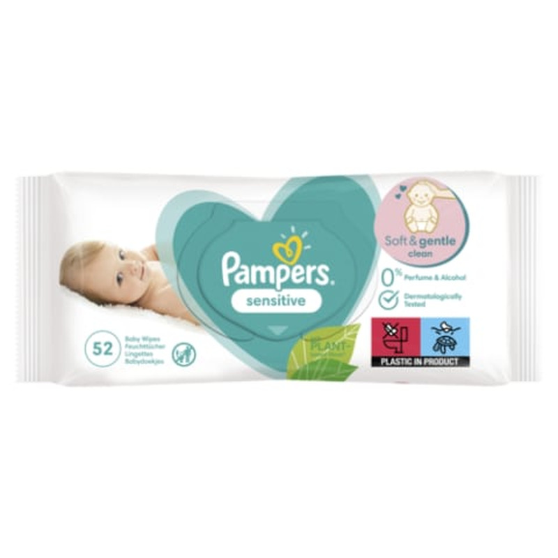 Niisked salvrätikud Sensitive, PAMPERS, 52 tk