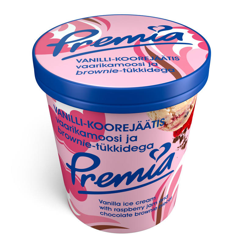 Premia vaarika-brownie koorejäätis, PREMIA, 270 g