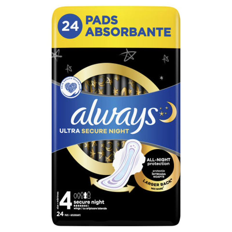 Hügieenisidemed Always Ultra Secure Night Extra 24tk