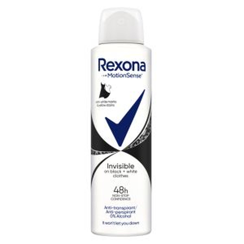 Deodorant Invisible on B+W clothes naistele, REXONA, 150 ml