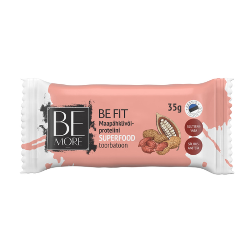 Be Fit maapähklivõi-proteiini toorbatoon, BE MORE, 35 g