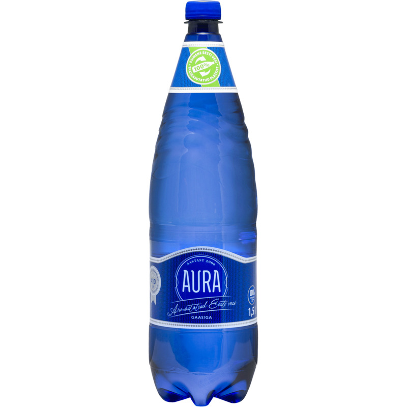 Gaseeritud vesi Spring, AURA, 1,5 L