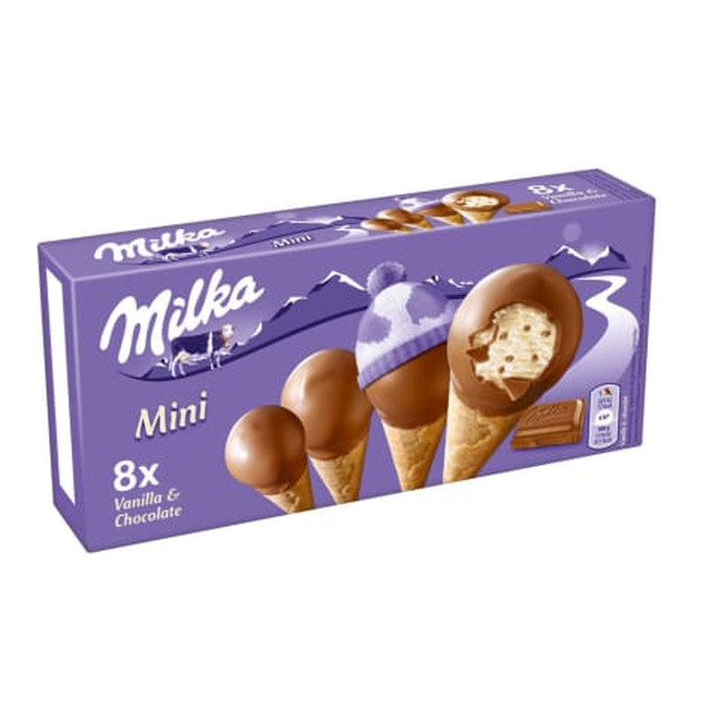 Jäätis minivahvlikoonus Milka 200ml/141g