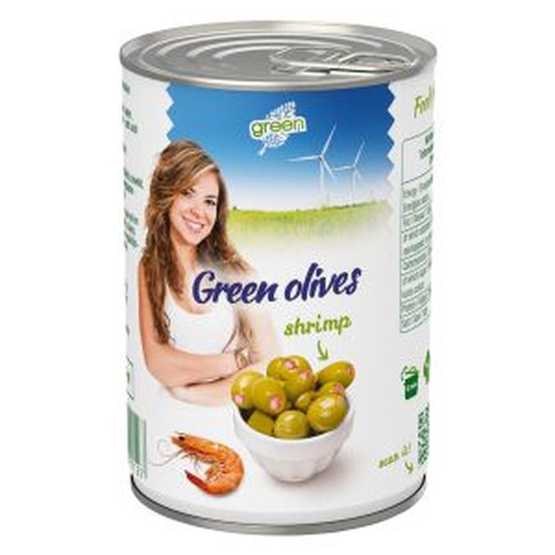 Rohelised oliivid krevettidega 300g, GREEN, neto 120 g