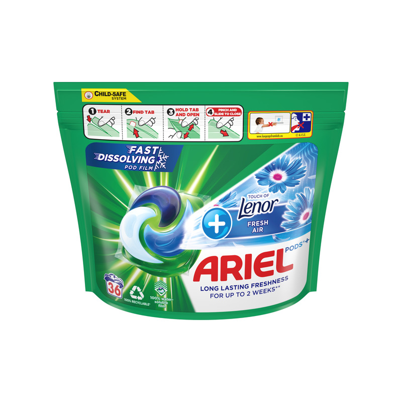 Ariel All-in-1 PODS +Touch of Fresh Air Lenor Pesukapslid, 36 Pesu