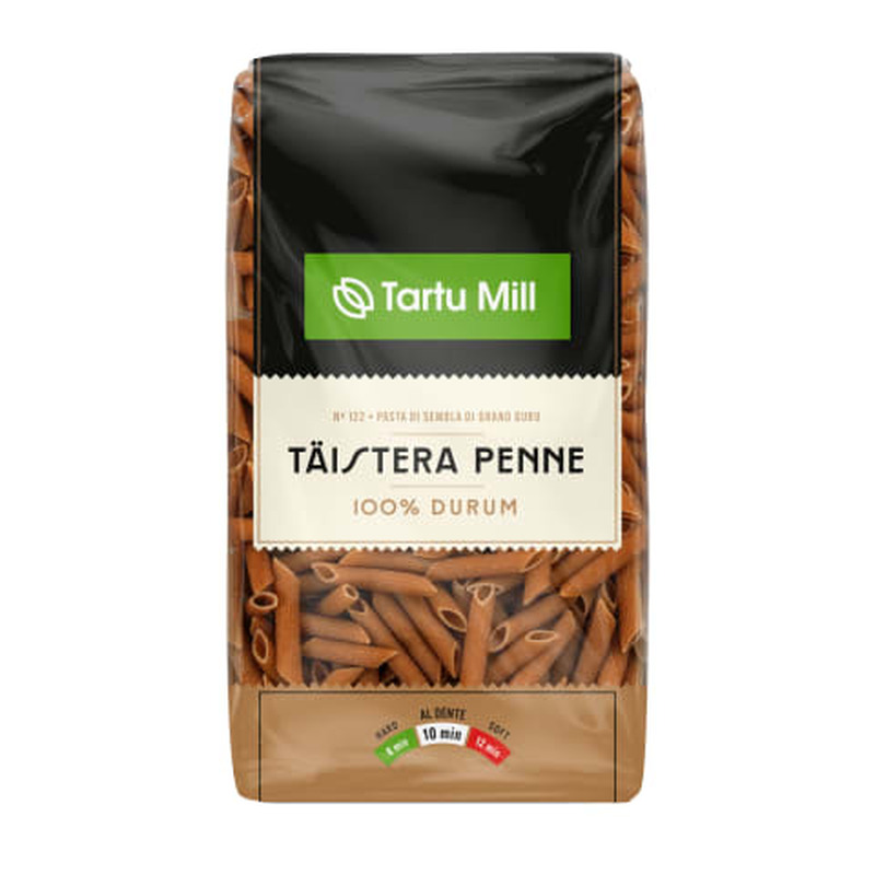 Täisterapasta durum Penne Rigate Tartu Mill 500g