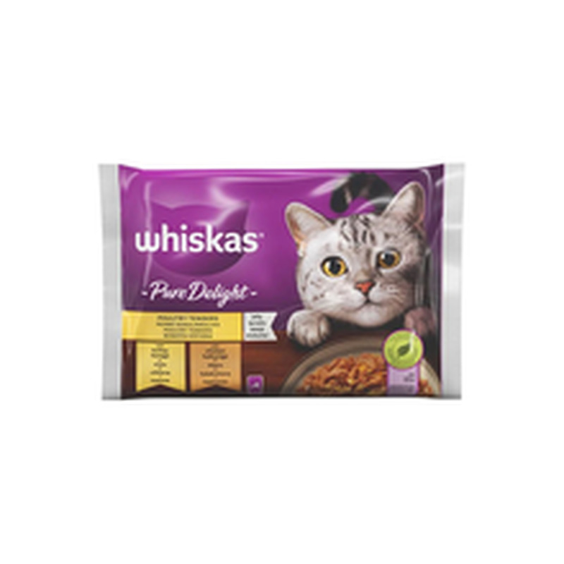 Kiisueine Pure Delight linnulihaga tarrendis 4x85g, WHISKAS, 340 g