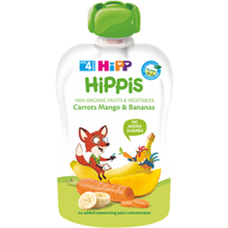 Hippis porgandipüree mango ja banaaniga BIO 4k (tuubis), HIPP, 100 g