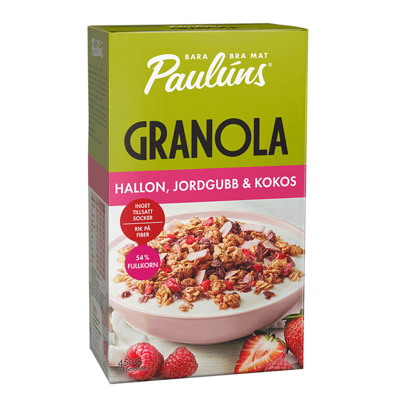 Müsli vaarika-maasika-kookosega Granola, PAULUNS, 450 g