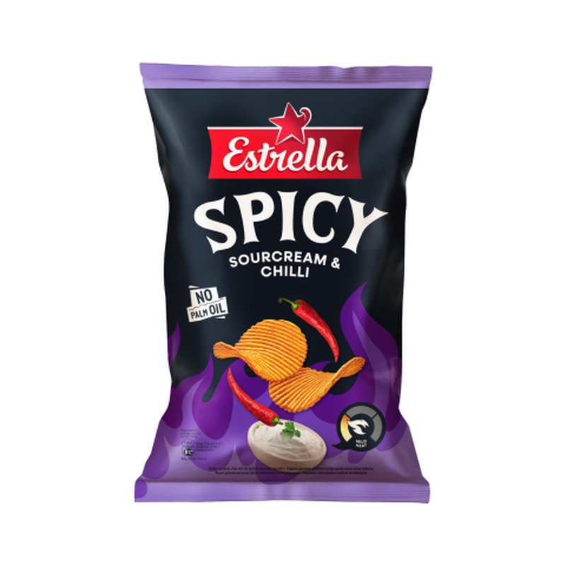 Kartulikrõpsud Spicy Hapukoore-tšillimaitselised, ESTRELLA, 115 g