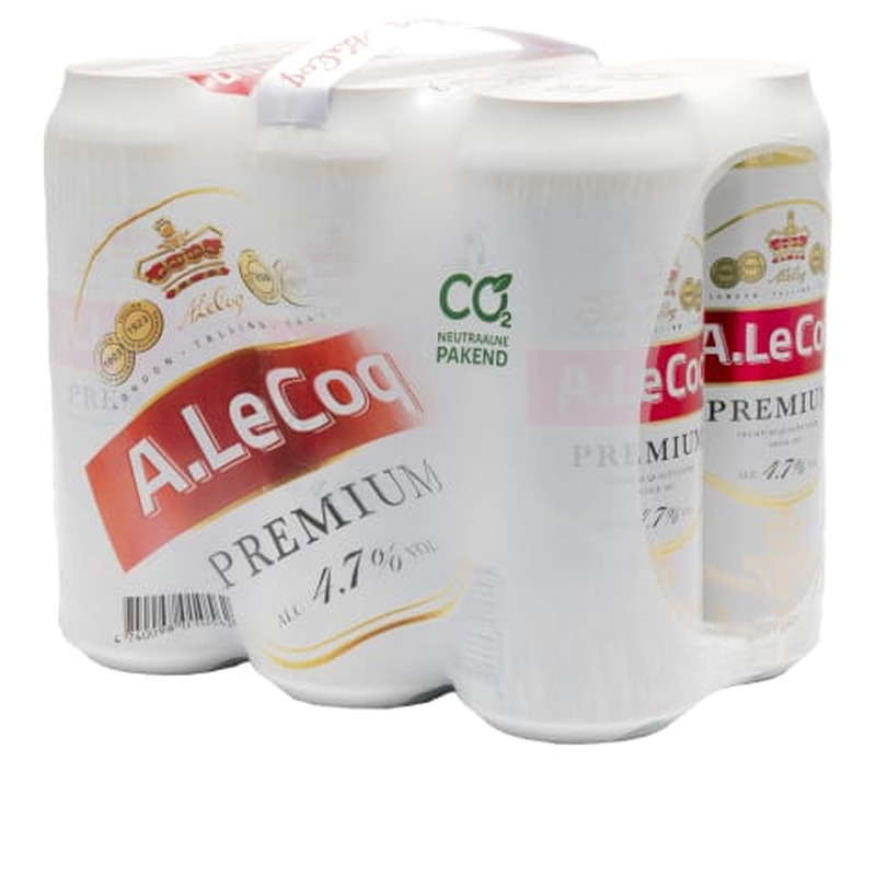 Õlu A.Le Coq Premium 4,7%vol 0,5l prk 6-pakk