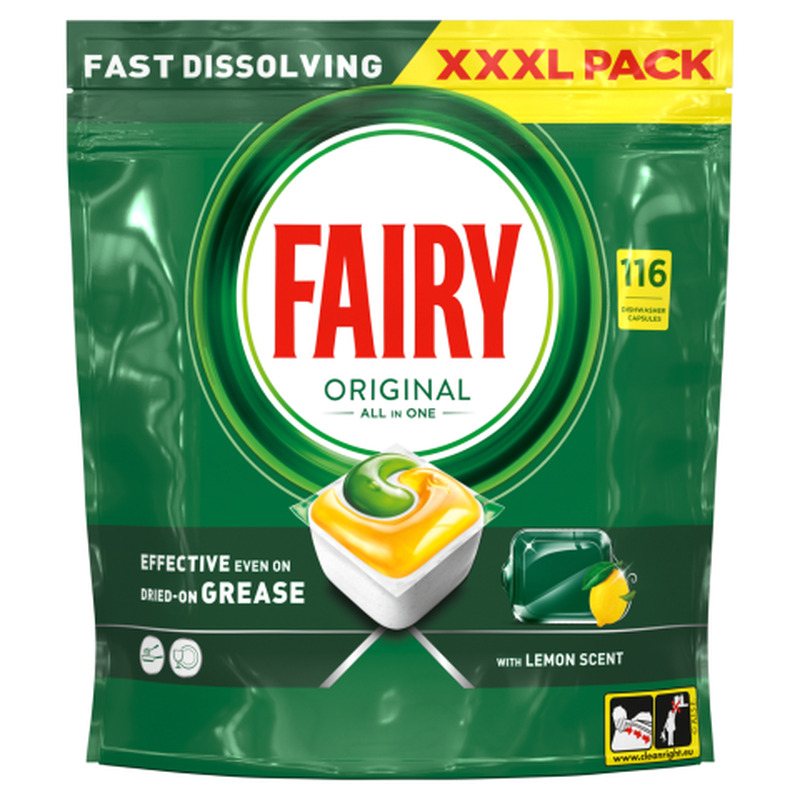 Nõudepesukapslid Fairy All in One Lemon 116tk