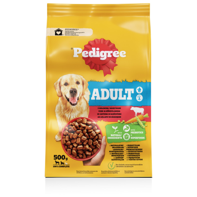 Kuivtoit Adult veise ja köögiviljadega Pedigree 500g