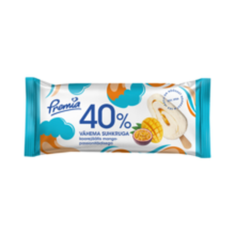 Premia 40% vähema suhkruga koorejäätis mango-passioni 50g/100ml