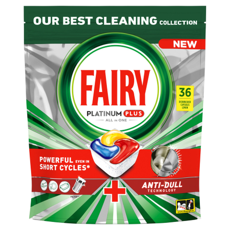 Nõudepesukapslid Fairy Platinum Plus Lemon 36tk