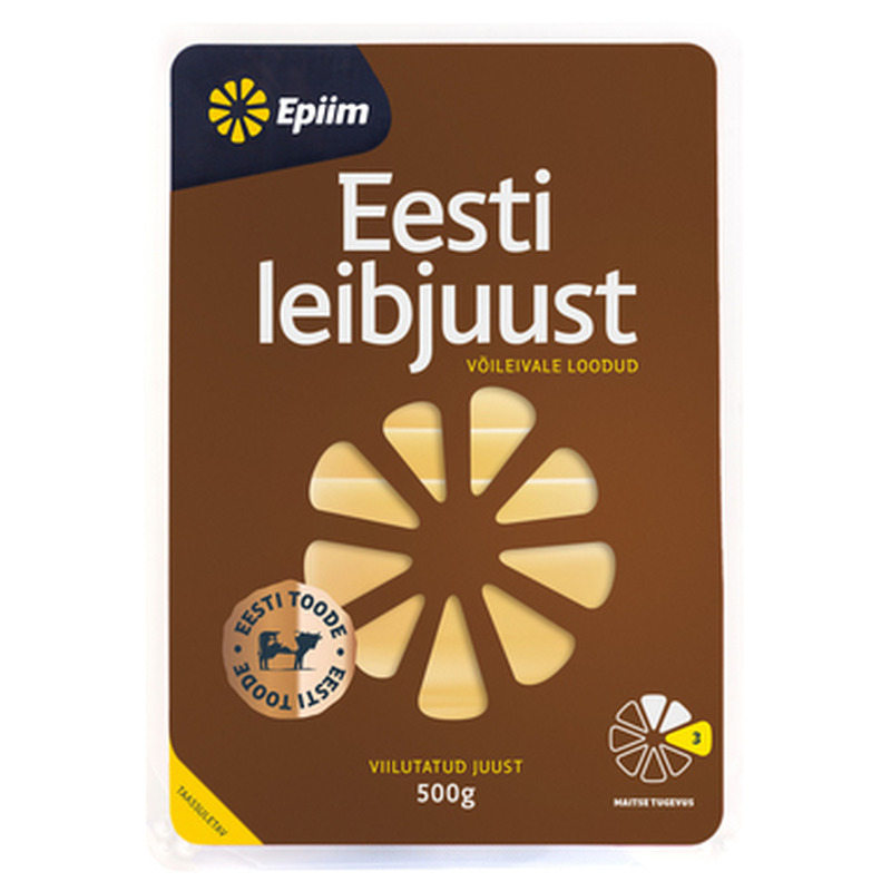 E-PIIM Eesti leibjuust 500g (viilud, laktoosivaba)