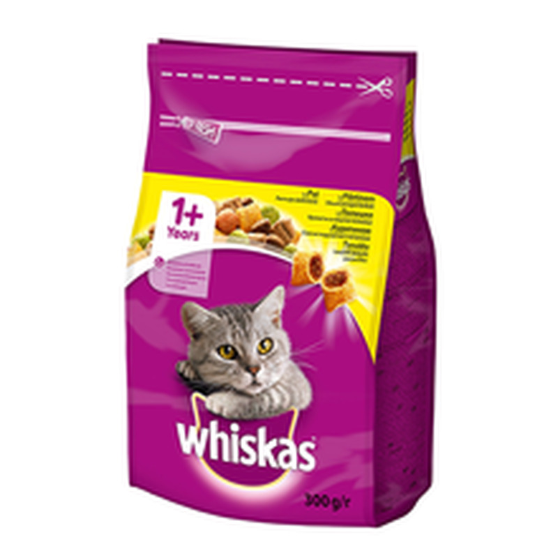 Kuivtoit täiskasvanud kassidele kanaga, WHISKAS, 300 g