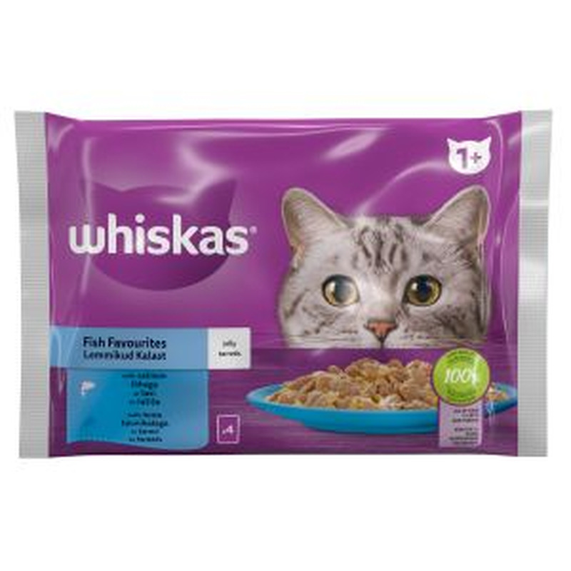 Kiisueine kalavalik 1+, 4x85g, WHISKAS, 340 g