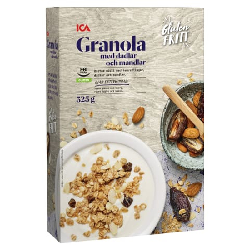 Granola ICA datlite ja mandlitega, gluteenivaba 325g