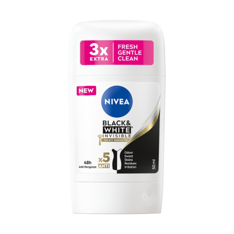 Pulkdeodorant Black & White Invisible Silky Smooth, NIVEA, 50 ml