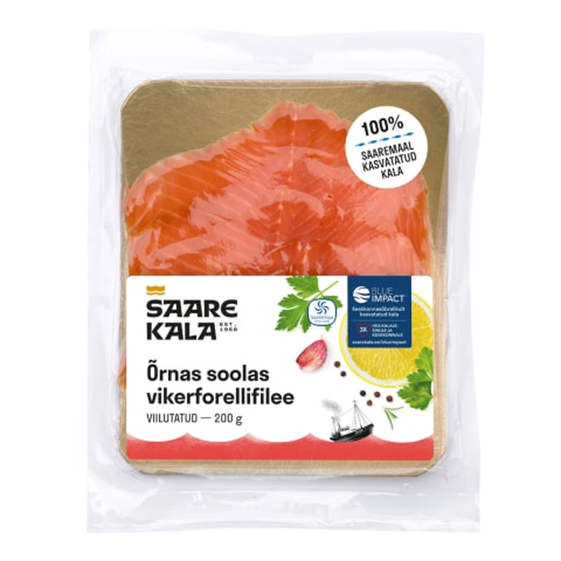 Õrnas soolas vikerforellifilee viilutatud, SAARE KALA, 200 g