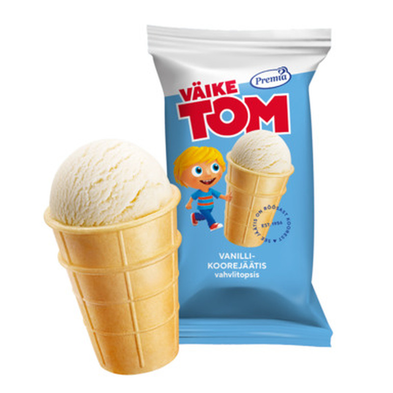 PREMIA Väike Tom vanilli-koorejäätis vahvlitopsis 120ml/65g