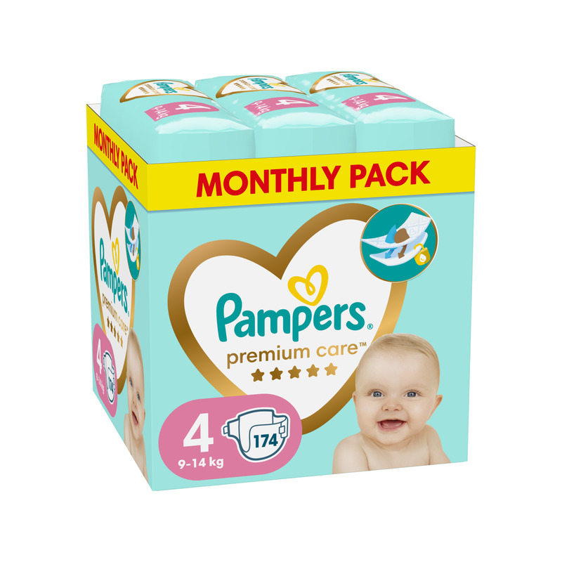 Pampers Premium Care Teipmähkmed, Suurus 4, 174 Mähet, 9-14kg