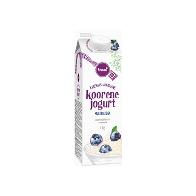 Jogurt FARMI koorene mustikatega, 1kg