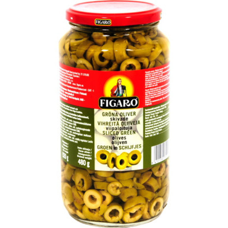 FIGARO Rohelised oliiviviilud 920g (klaas)