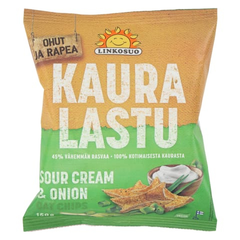 Kaerakrõpsud hapukoore-sibulamaitselised, LINKOSUO, 150 g