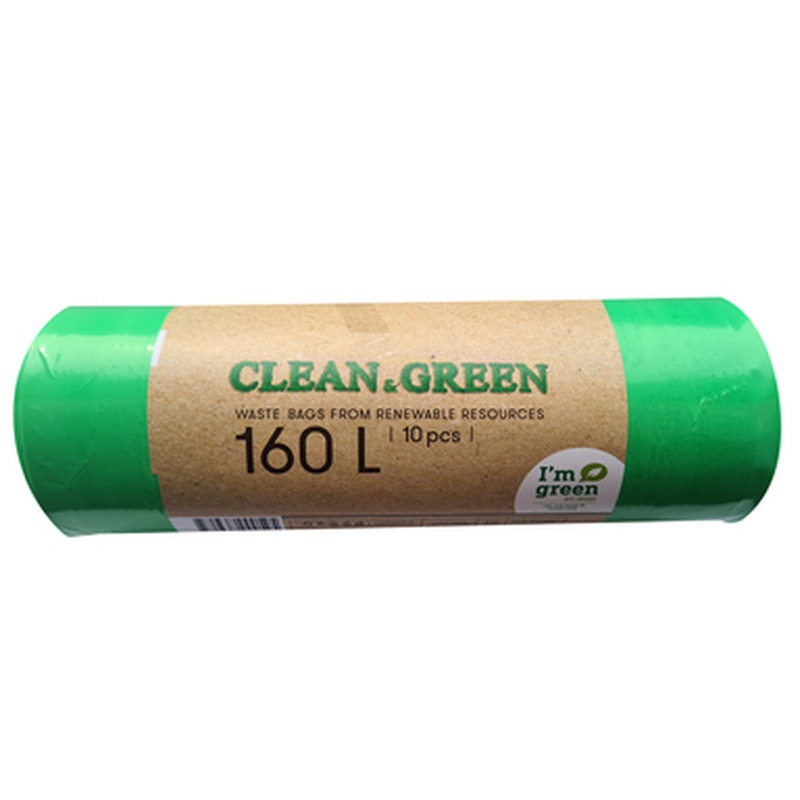 Biopõhised prügikotid Clean&Green 160l 10tk (hdpe)