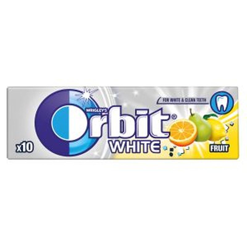 Närimiskumm White Fruit suhkruvaba, ORBIT, 14 g