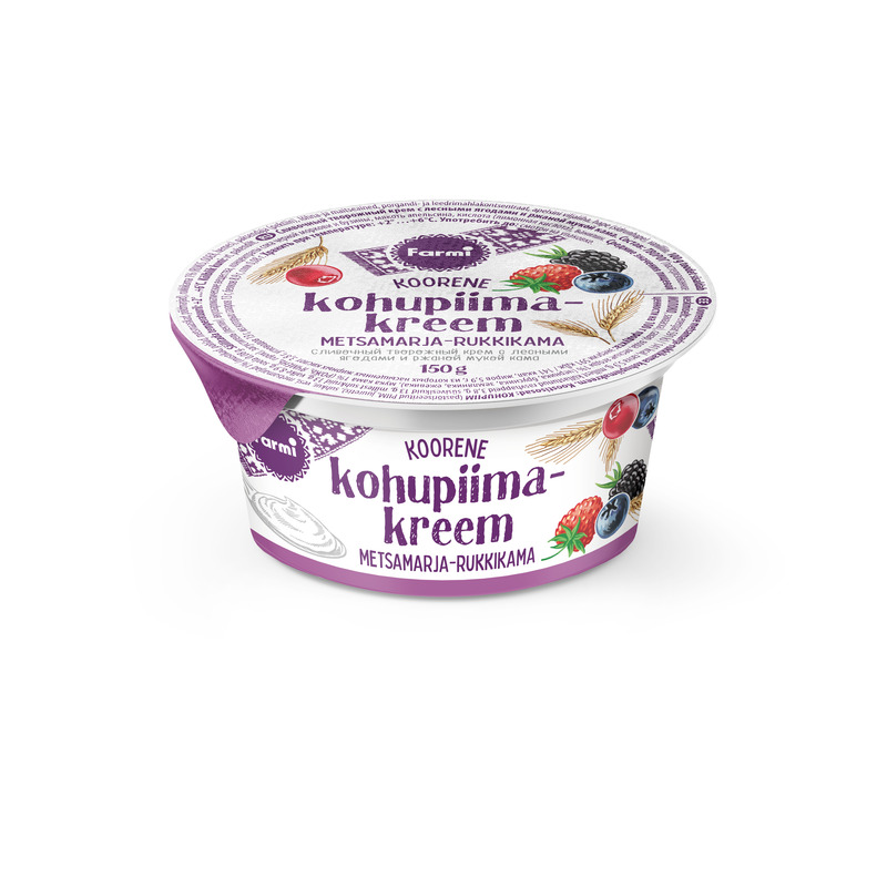 Koorene metsamarja-rukkikama kohupiimakreem, FARMI, 150 g