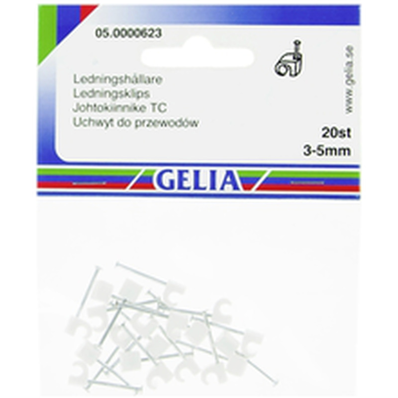 Gelia kaabliklambrid, 3-5 mm, 20 tk, valge