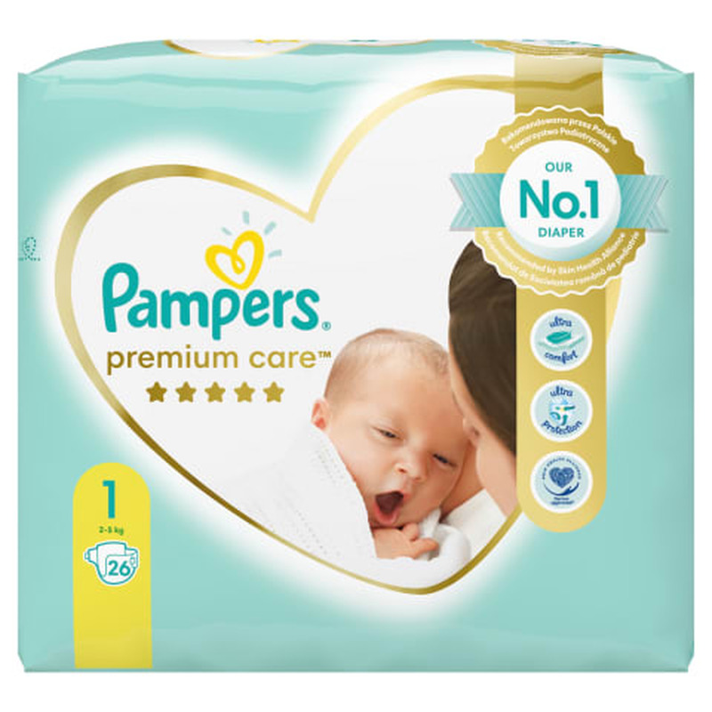 Mähkmed Premium Care S1 2–5 kg, PAMPERS, 26 tk