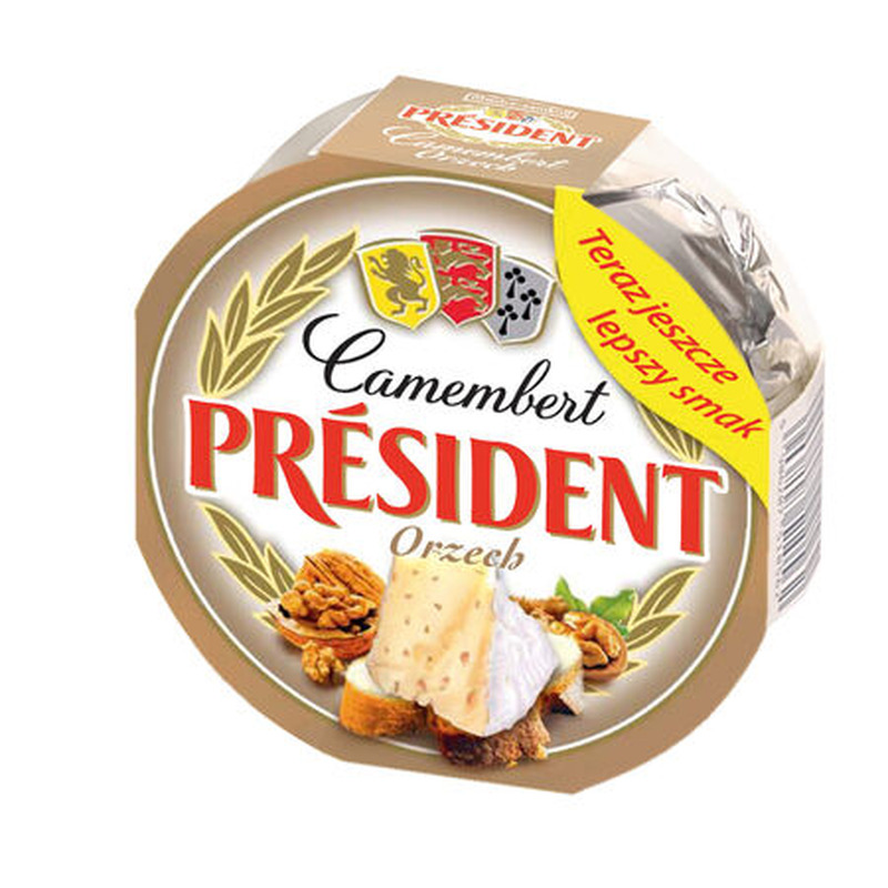 Valgehallitusjuust Camembert pähklitega, PRESIDENT, 120 g