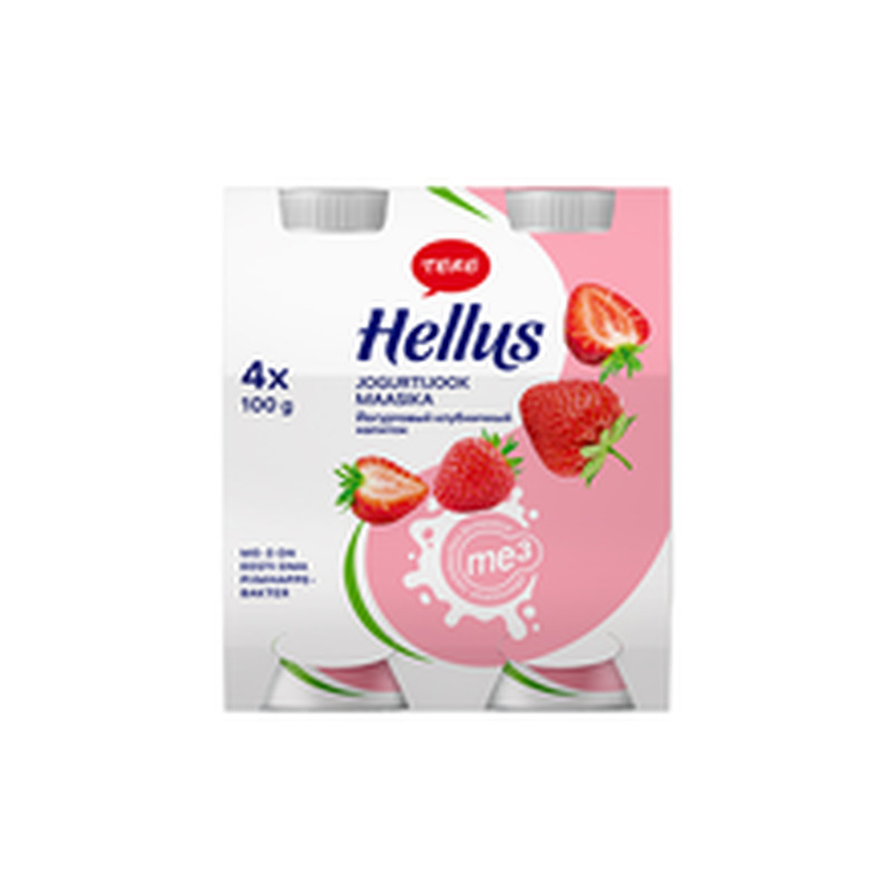 Jogurtijook maasika, HELLUS, 4 x 100 g