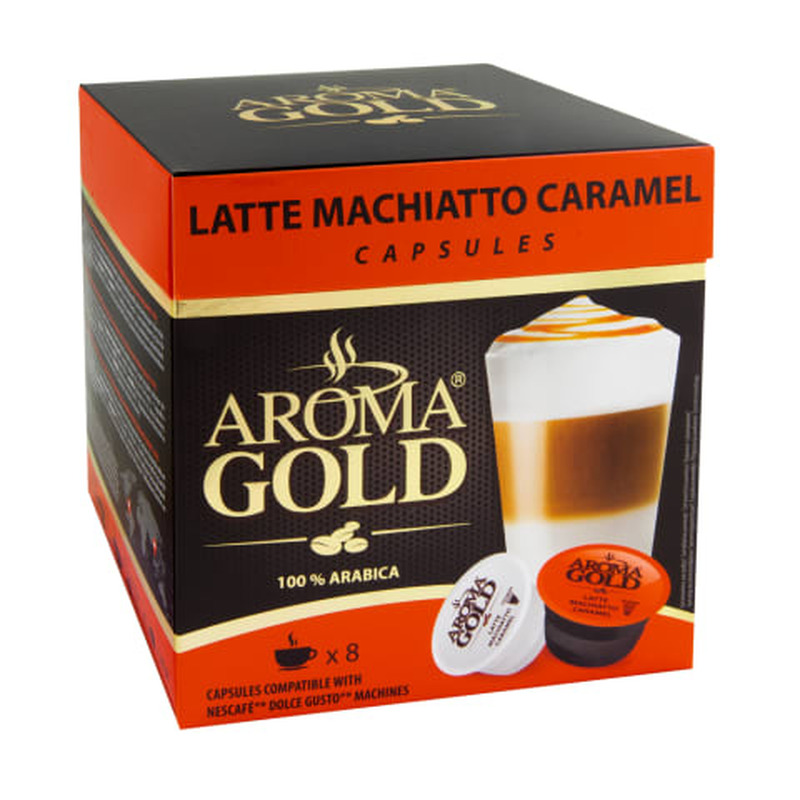 Kohvikapslid Aroma Gold Latte Macchiato Caramel 180g