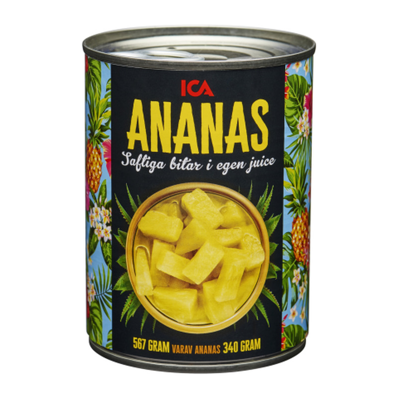 Ananassitükid mahlas, ICA, 567 g