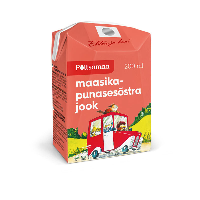 Maasika-punasesõstrajook kõrrega, PÕLTSAMAA, 200 ml