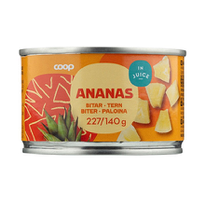 Coop ananassitükid ananassimahlas 227/140g