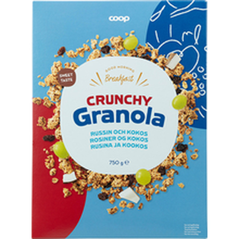 Coop magus granola rosinatega 7% ja kookosega 5% 750g