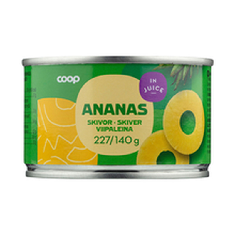 Coop ananassiviilud ananassimahlas 227/140g