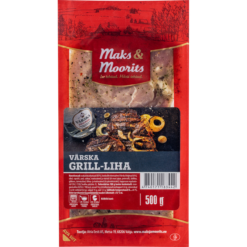 Grill-liha kaelakarbonaadist Värska, MAKS & MOORITS, 500 g