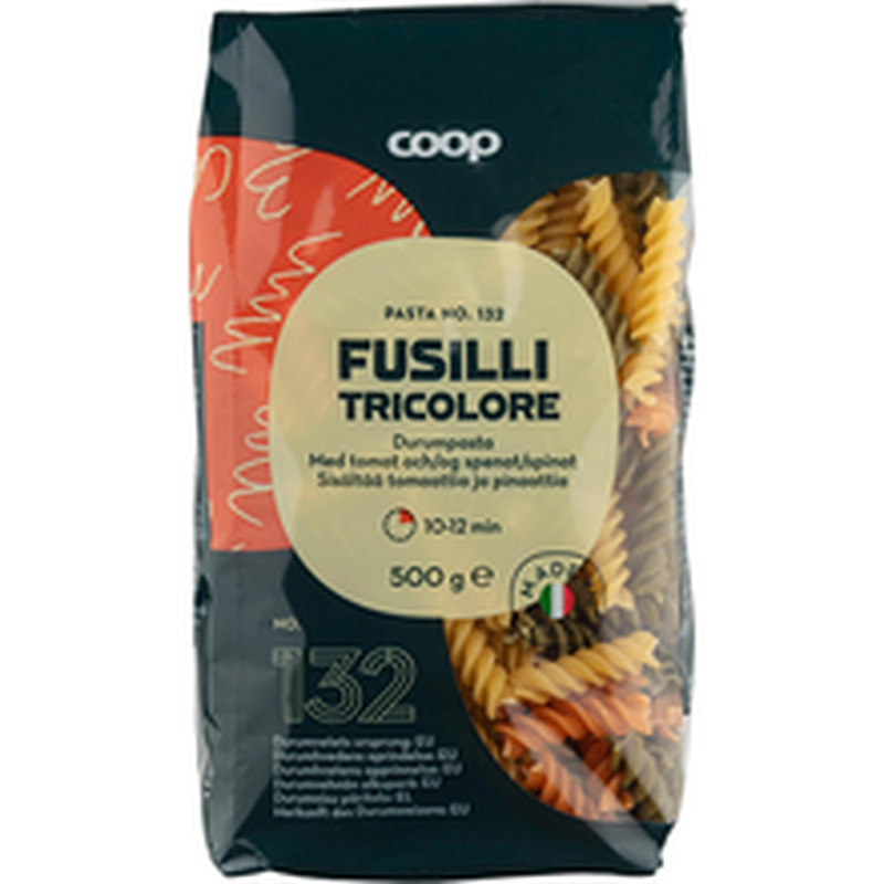 Coop fusilli durumpasta tomati ja spinatiga 500g