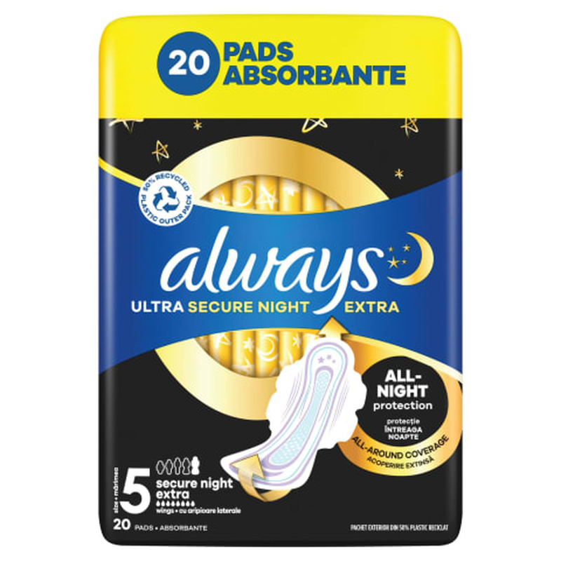 Hügieenisidemed Always Ultra Secure Night Extra 20tk