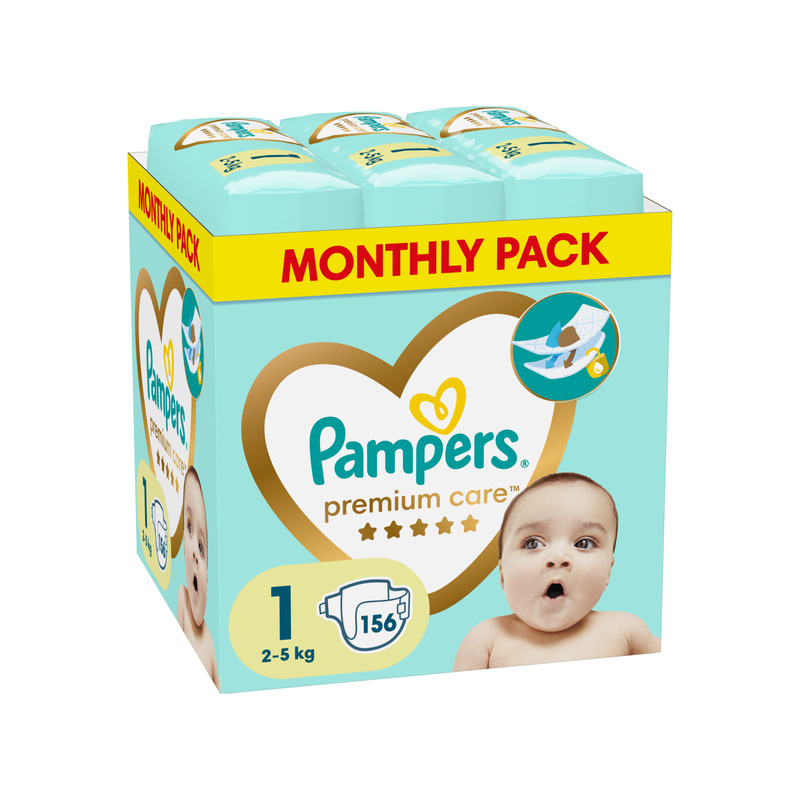 Pampers Premium Care Teipmähkmed, Suurus 1, 156 Mähet, 2-5 kg